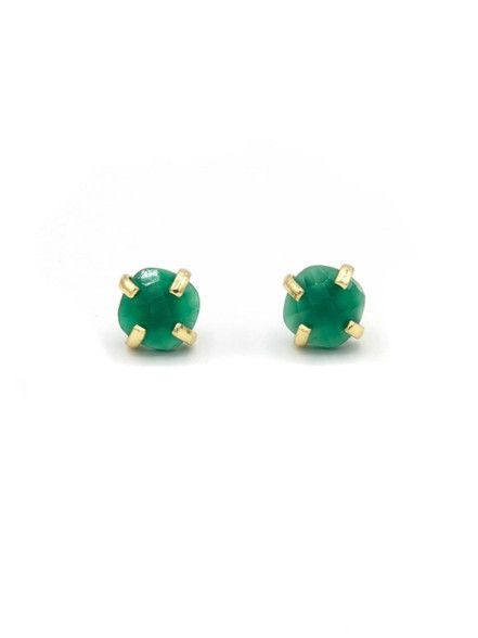 Encaged Green Onyx Crystal Studs, India
