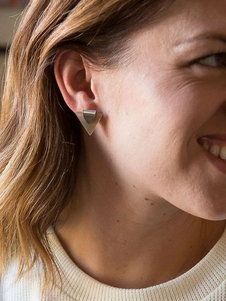 Triangle Horn Studs - Silver, India