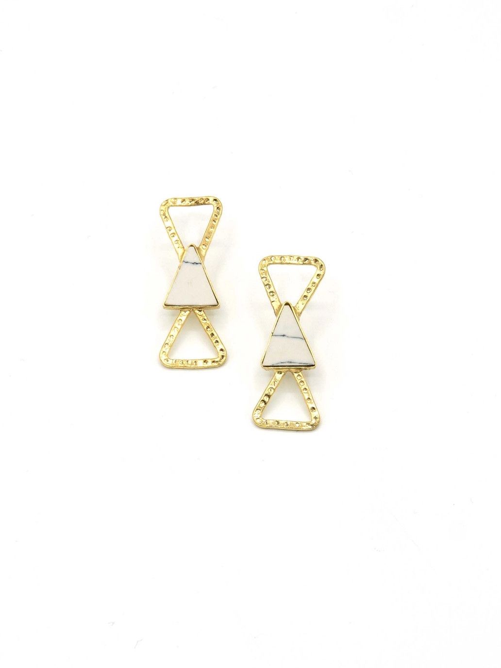 Triple Triangle Marbled Stud Earrings, India
