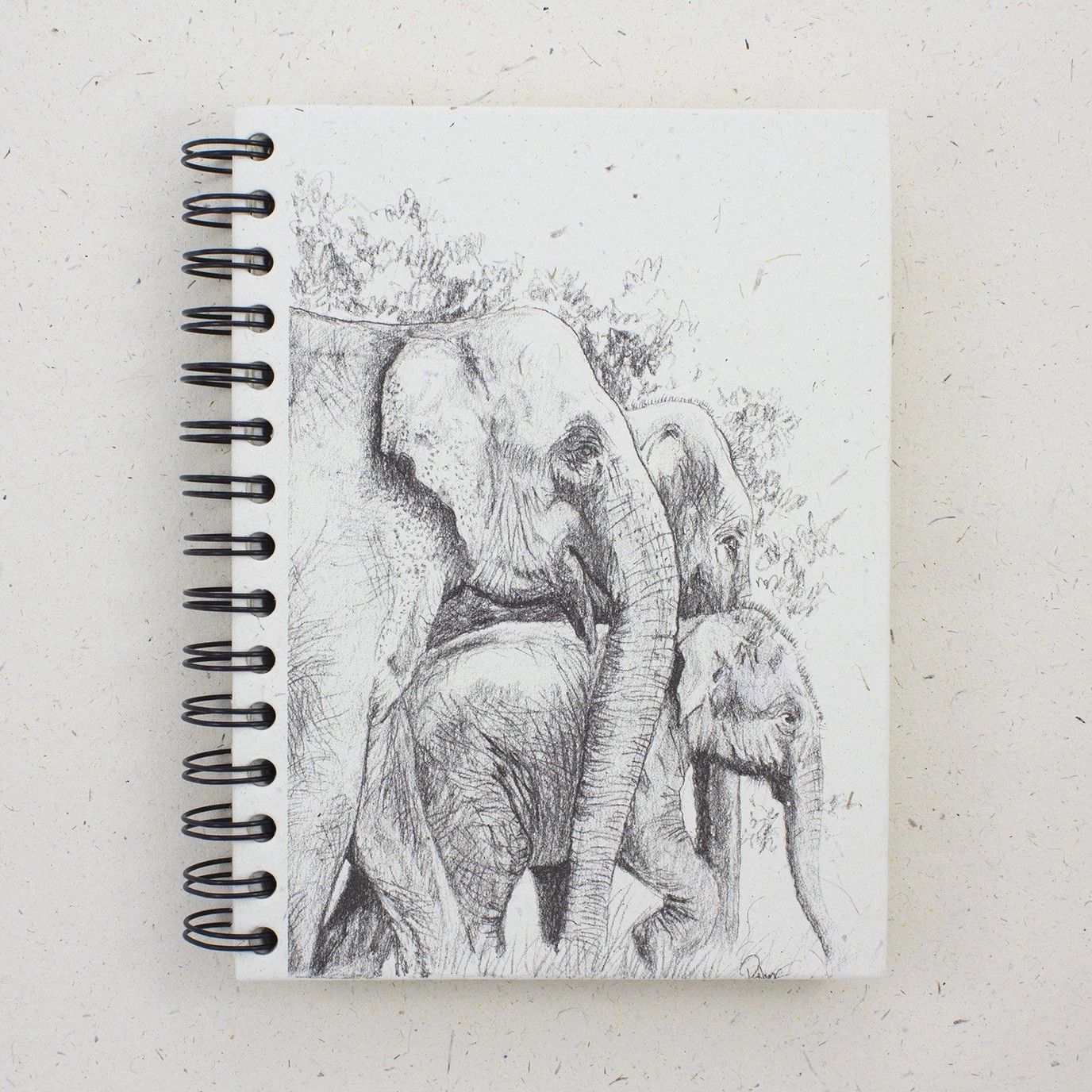Large Notebook -Elephant Family Sketch, Sri Lanka