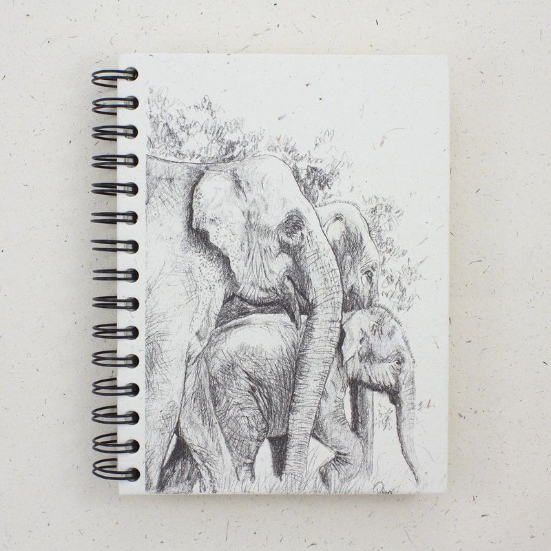 Large Notebook -Elephant Family Sketch, Sri Lanka