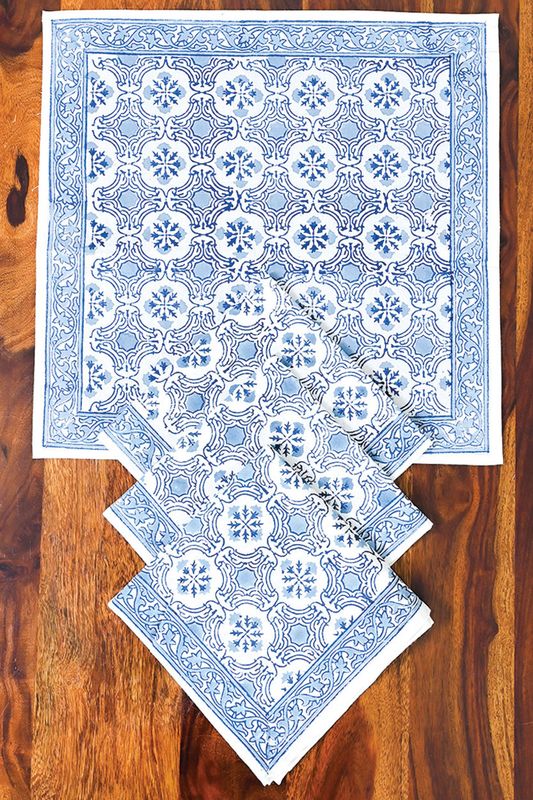 Blue Floral Napkin , India