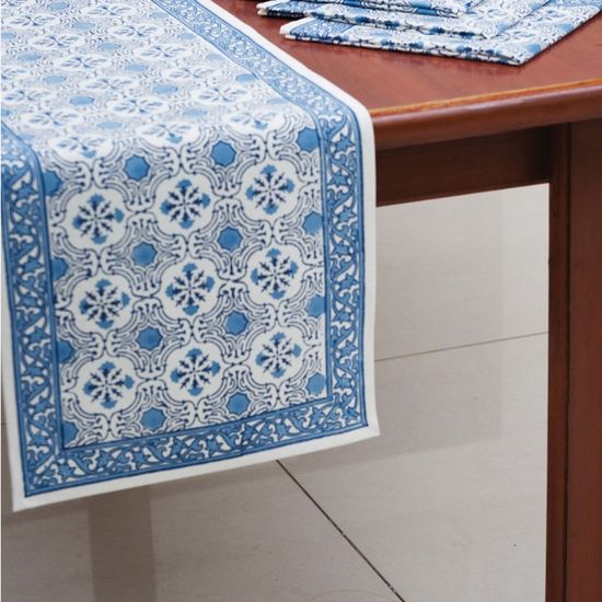 Blue Floral Table Runner, India