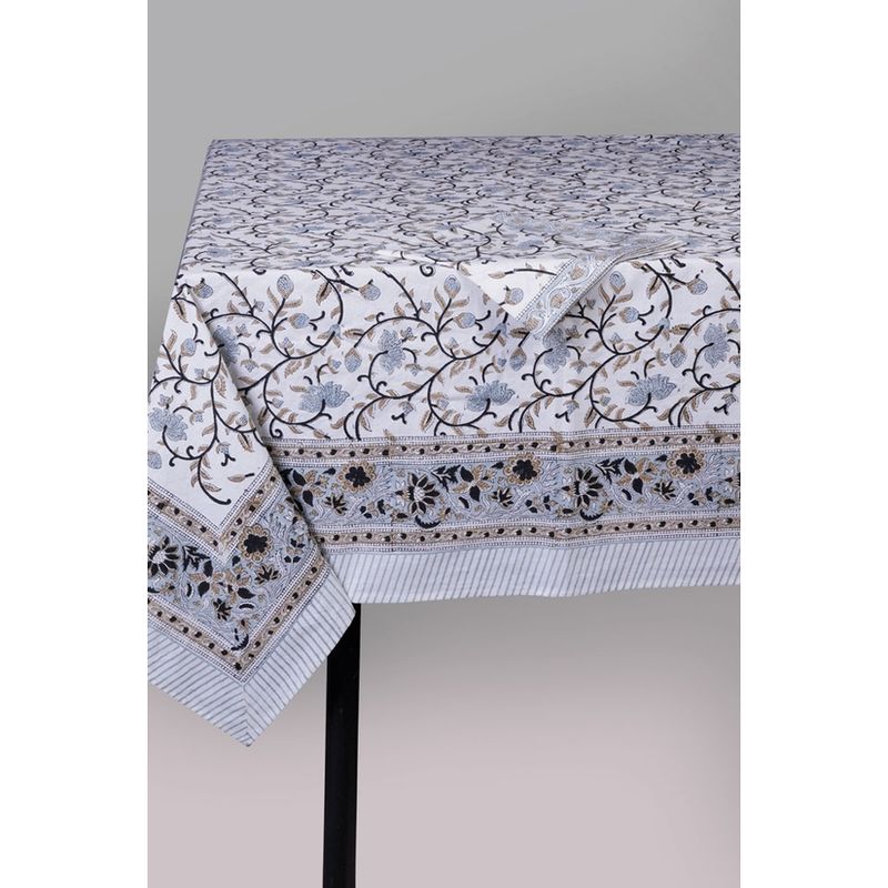 Silver Floral Tablecloth 60x90, India
