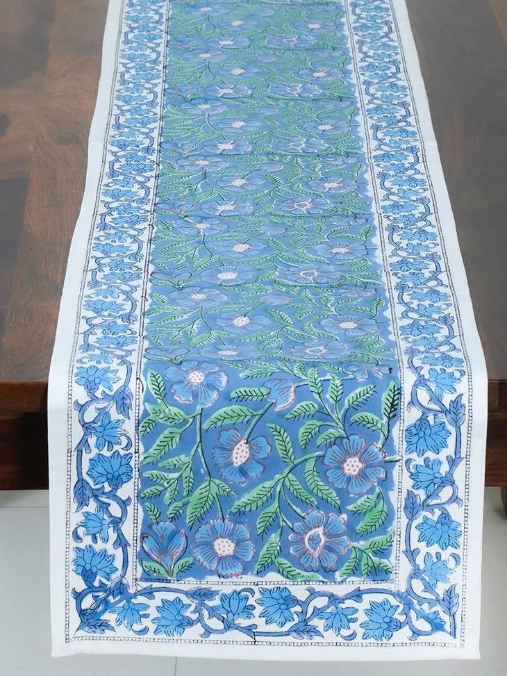 Sage and Blue Table Runner, India