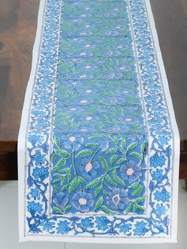 Sage and Blue Table Runner, India