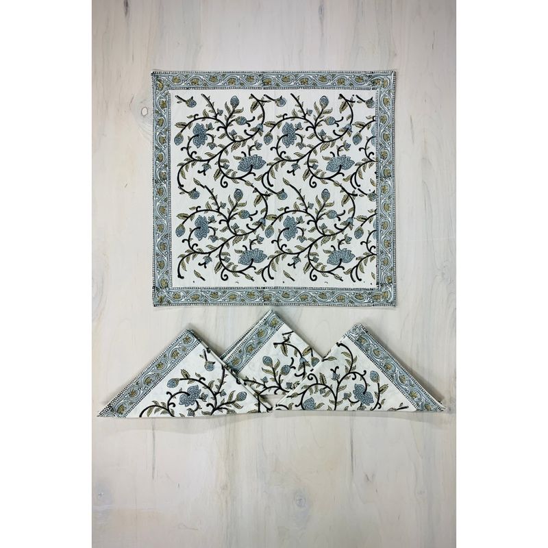 Silver Floral Napkin, India