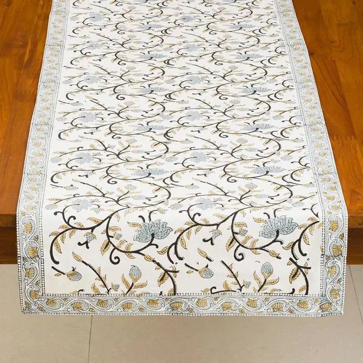 Silver Floral Table Runner, India