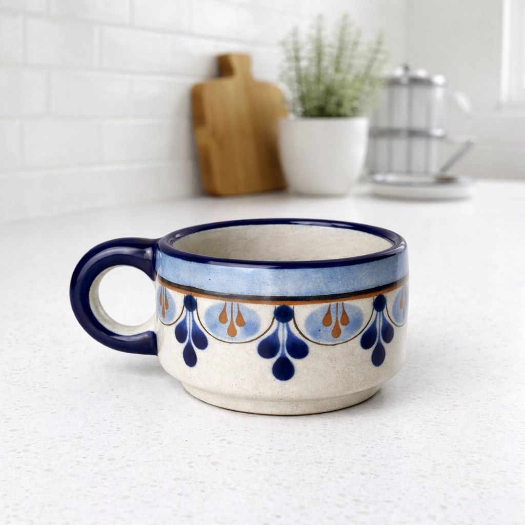 Ceramic Cortado Cup-Blue, Guatemala