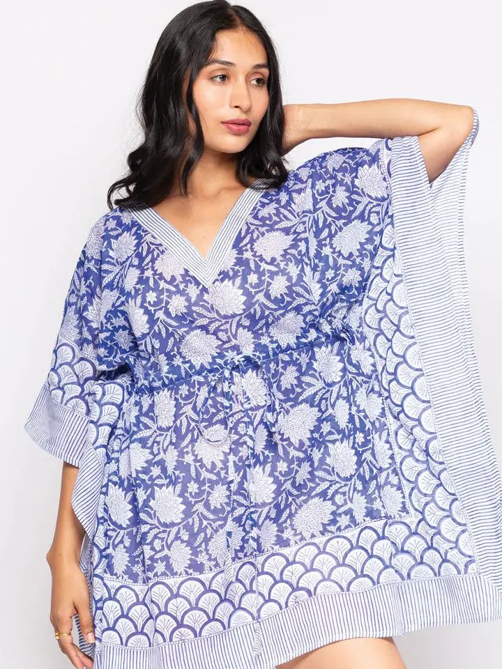 Namita Block Print Caftans, Blue/White, India