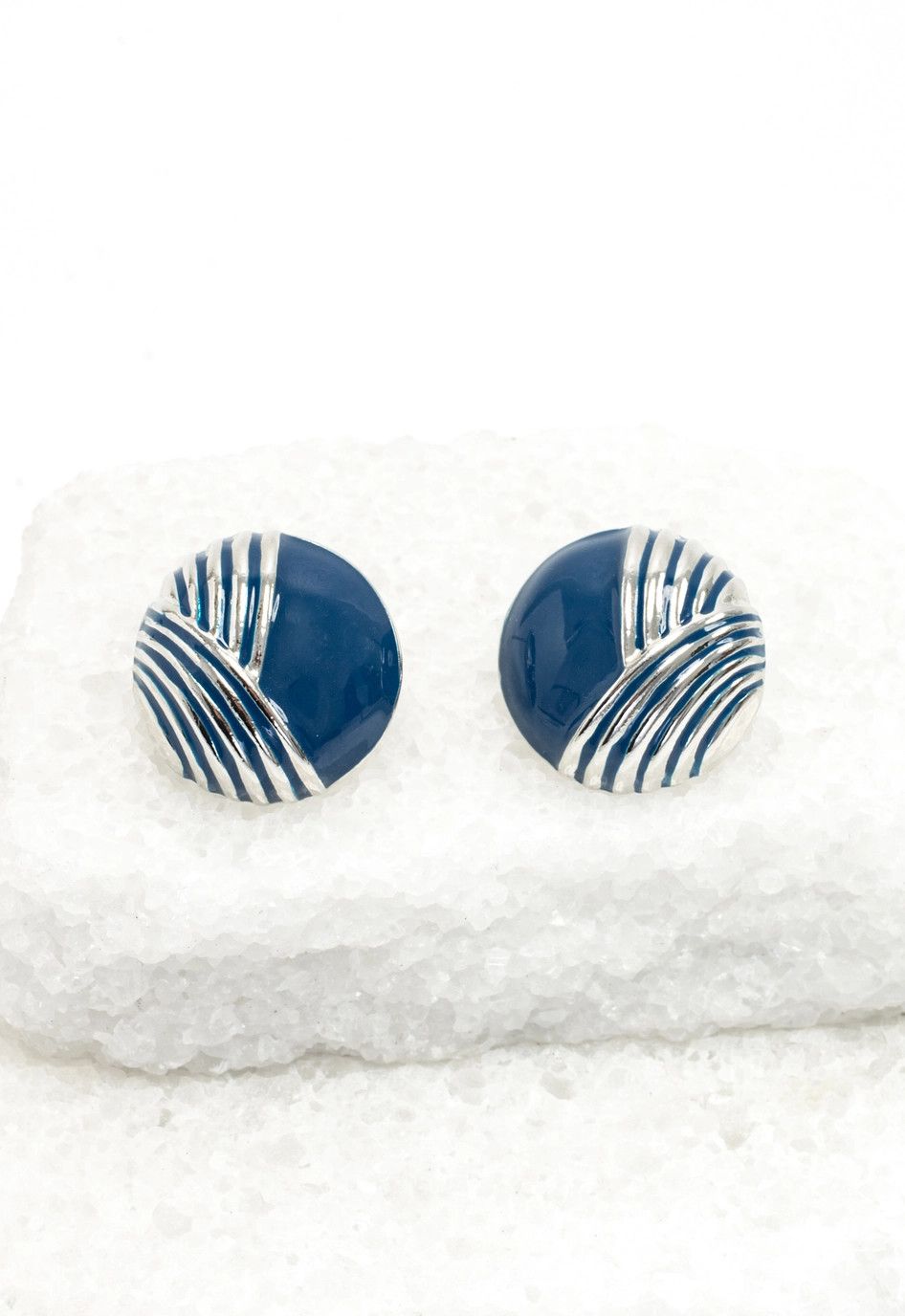 Wave Earrings in Silver &amp; Cobalt Blue, China