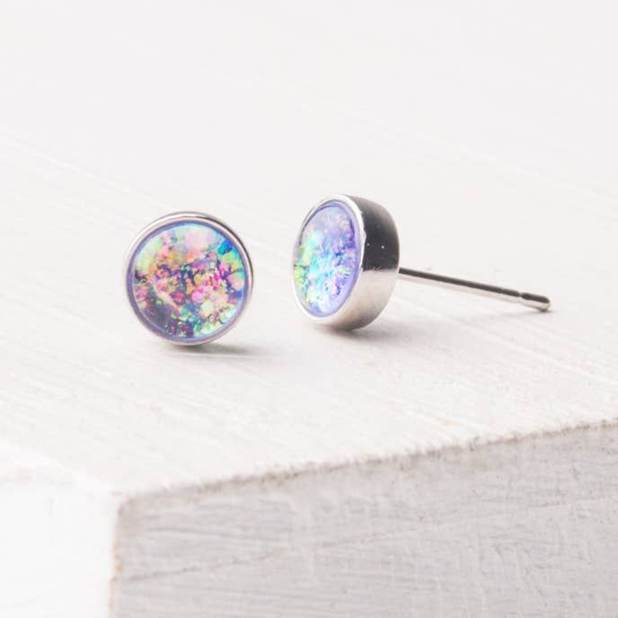 Lora Lavender and Silver Stud Earrings, China