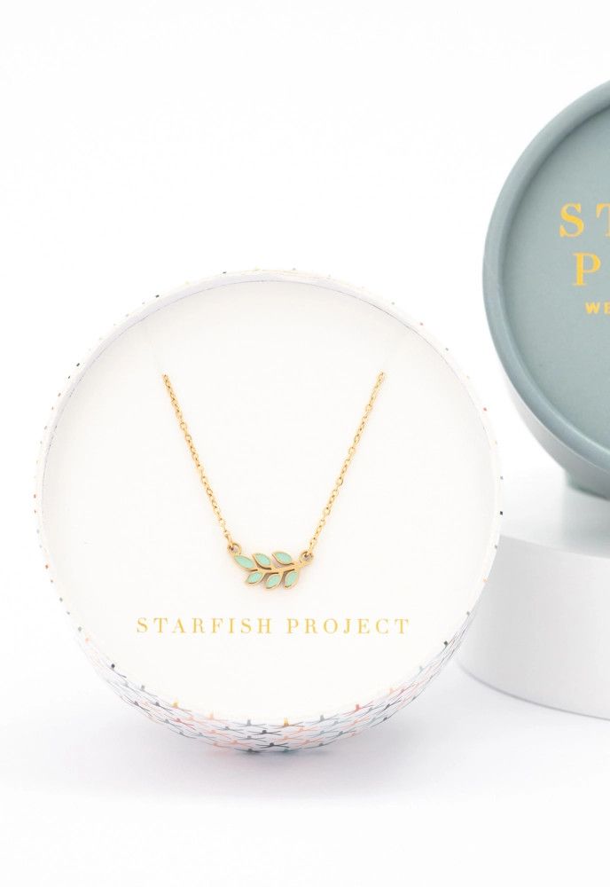 Rowen Leaf Necklace in Mint, China