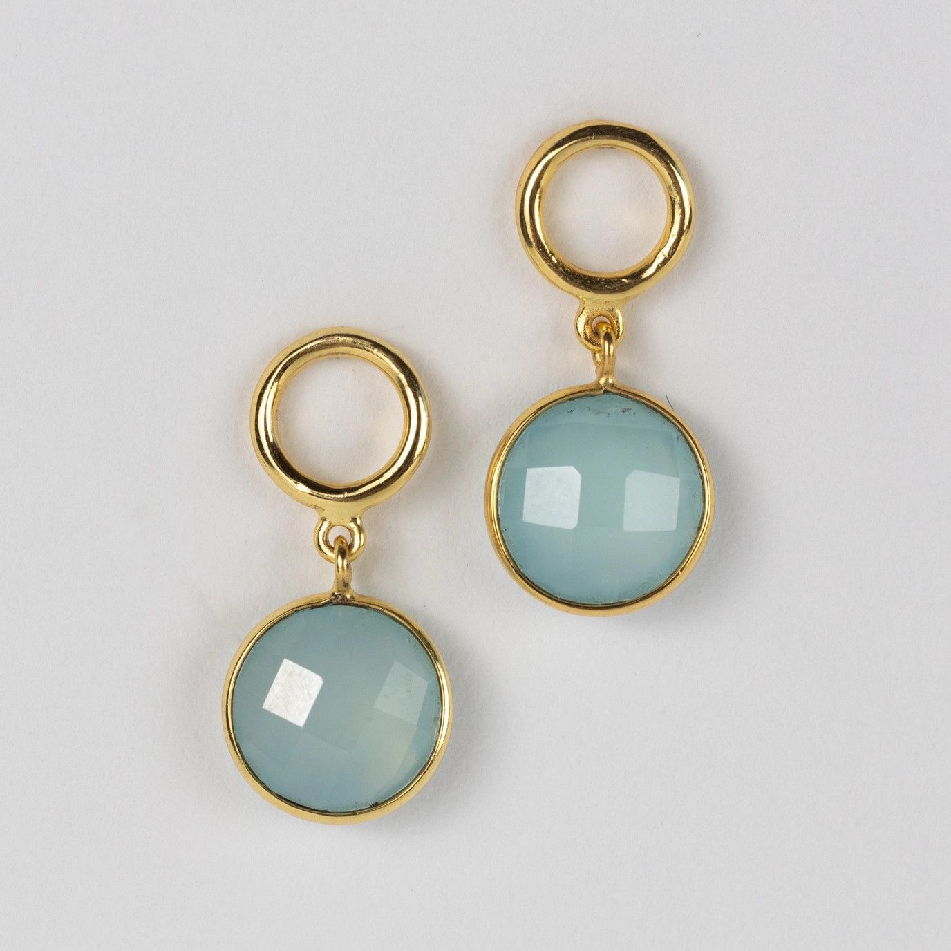 Sona Chalcedony Blue Gem Drop Earrings, India