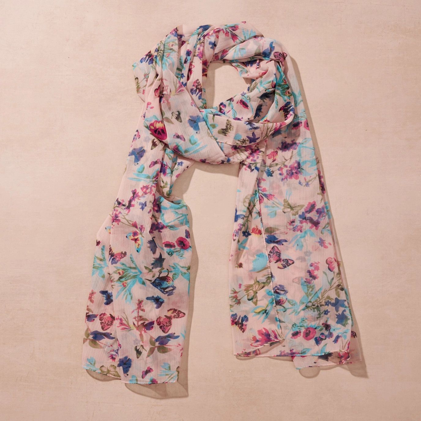 Komal Floral and Butterfly Chiffon Scarf, India