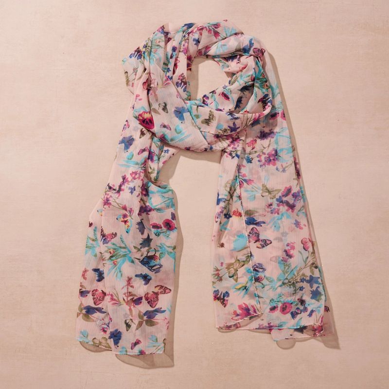 Komal Floral and Butterfly Chiffon Scarf, India