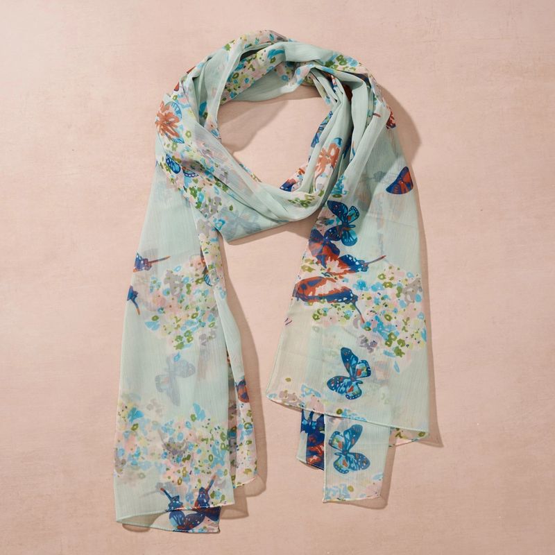 Komal Butterfly Chiffon Scarf,-Blue India