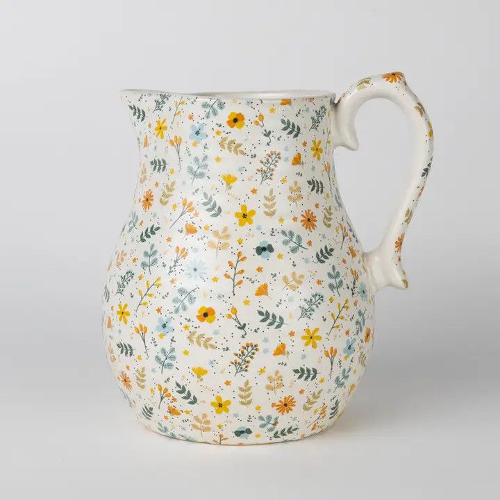 Tula Floral Ceramic Pitcher, India