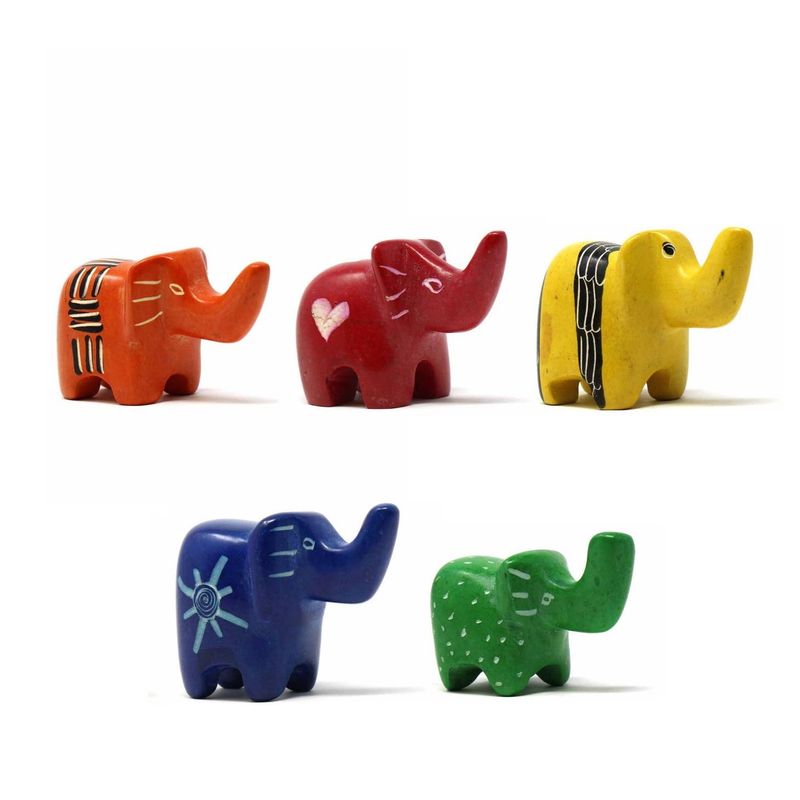 Soapstone Tiny Colored Elephants, Kenya
