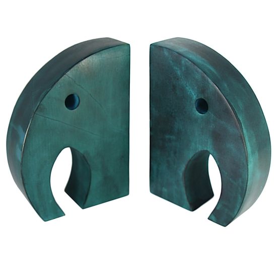Teal Elephant Bookends Carved Gorara Soapstone, Kenya