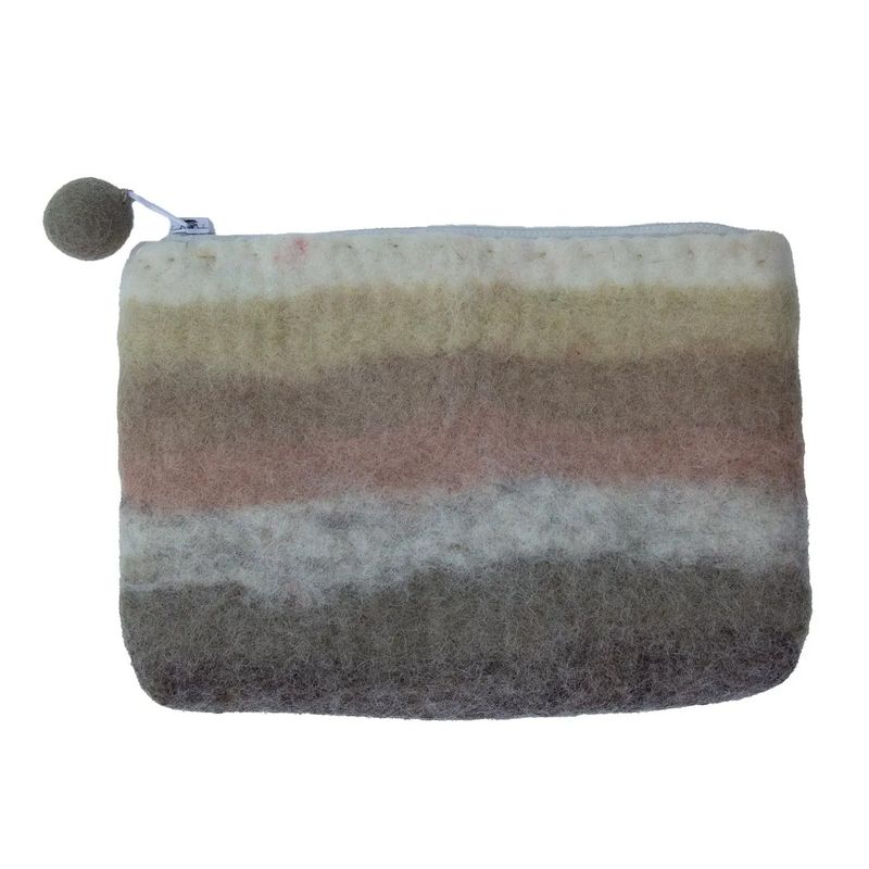 Desert Sunset Stripe Zipper Pouch, Brown, Nepal