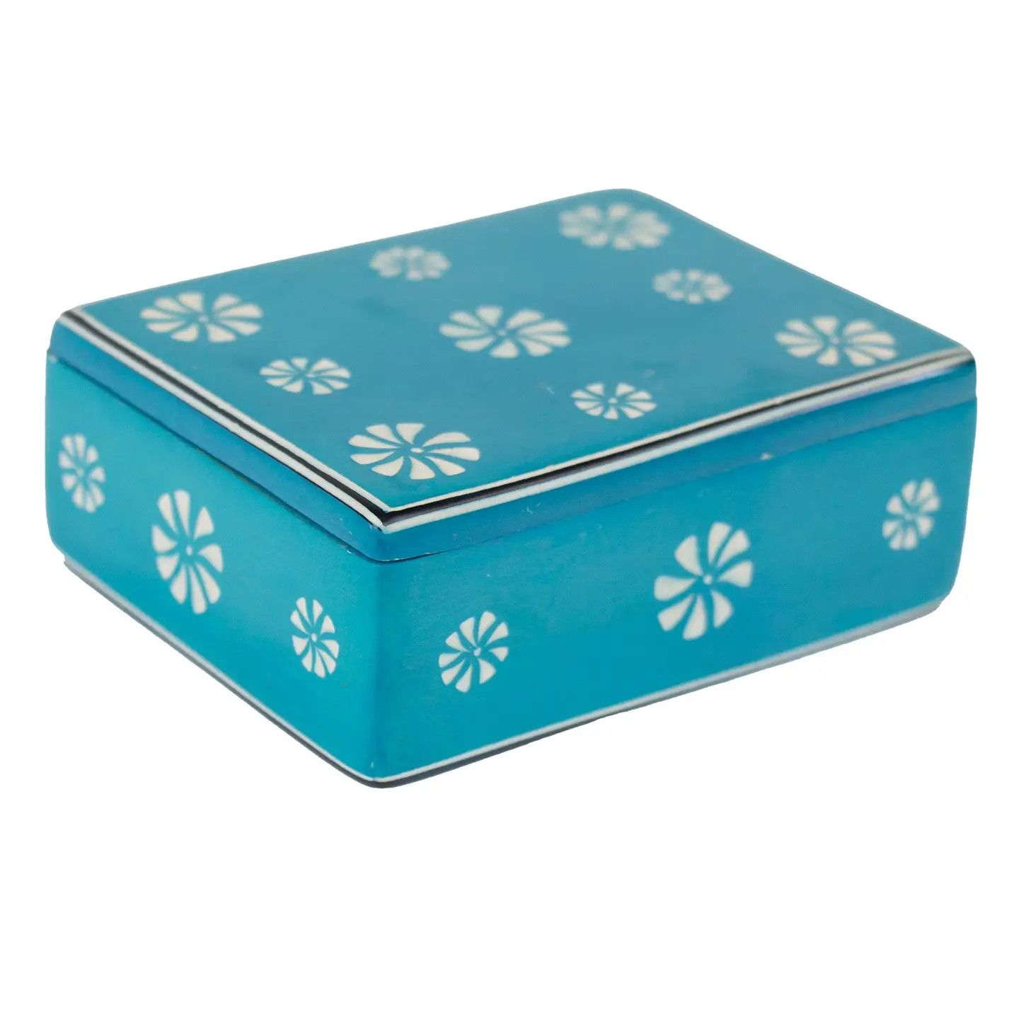 Soapstone Carved Box, Turquoise, Kenya