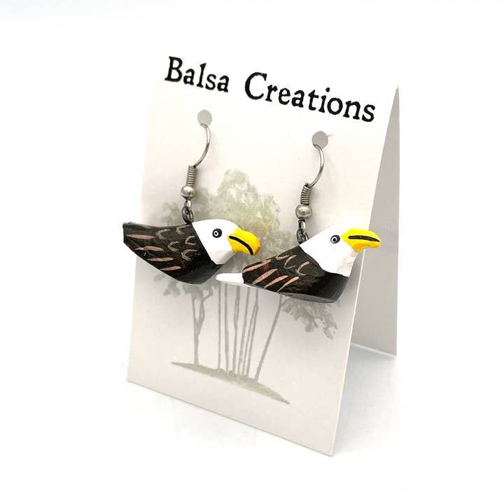 Bald Eagle Balsa Earrings, Nicaragua
