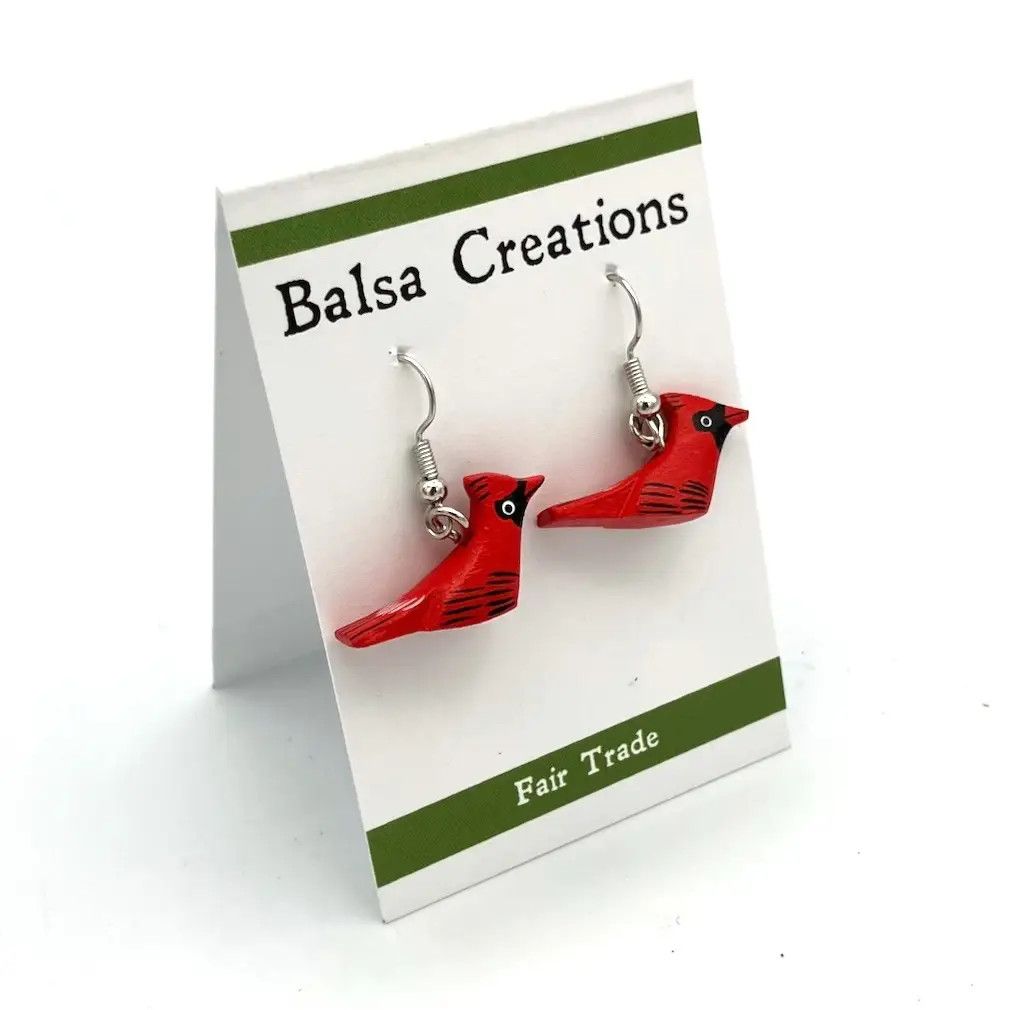Cardinal Balsa Earrings, Nicaragua