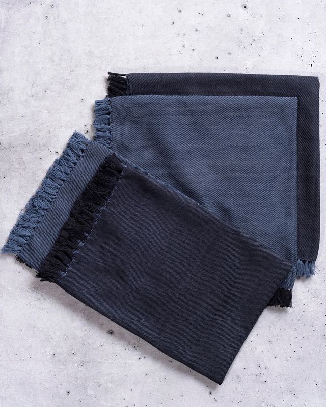Reversible Cotton Napkins, Blue-Black, India