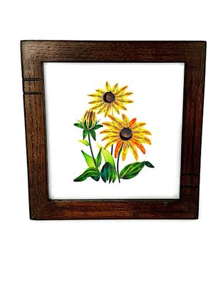 Dark Red Oak Striped Wood Frame 6"X6", Pakistan