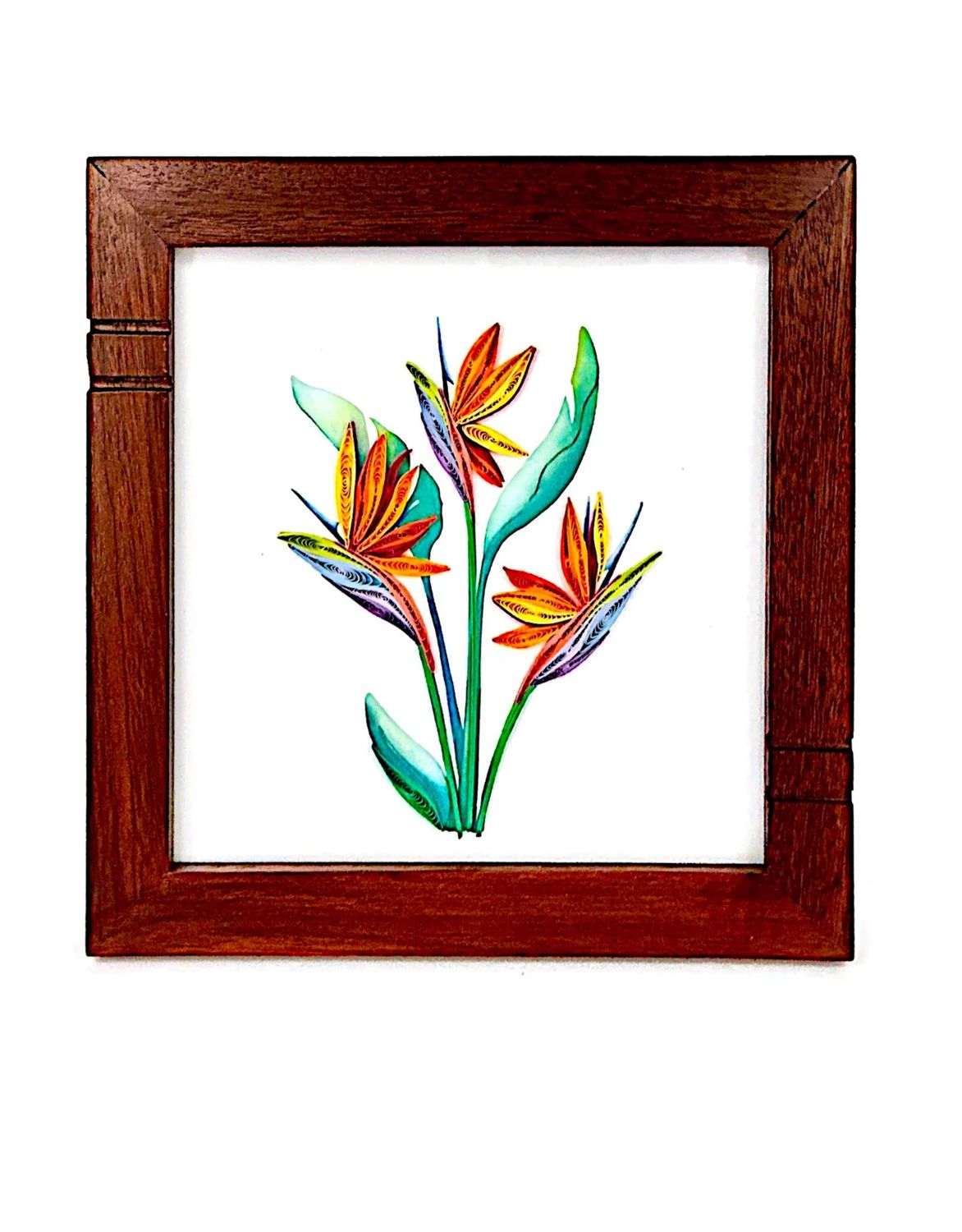 Natural Mahogany Striped Wood Frame 6"x6", Pakistan