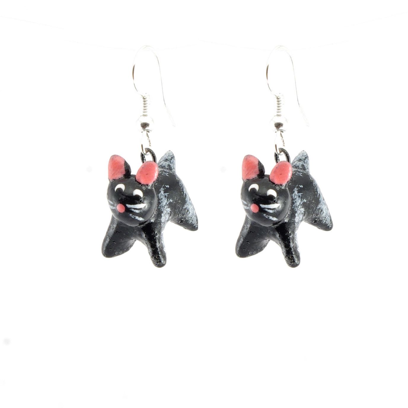 Cat Ceramic Earrings, Guatemala
