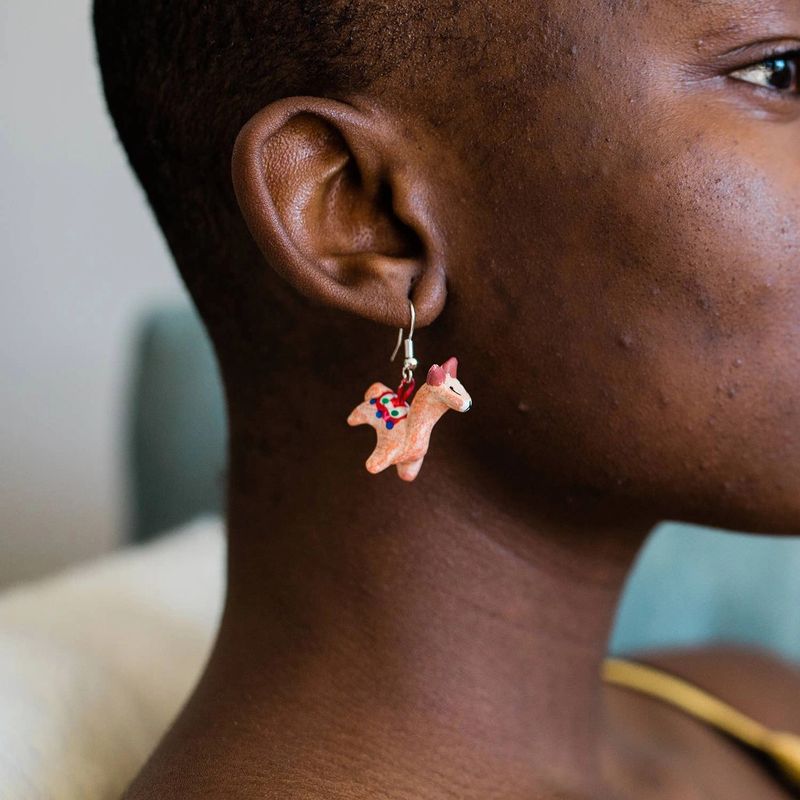 Llama Ceramic Earrings, Guatemala