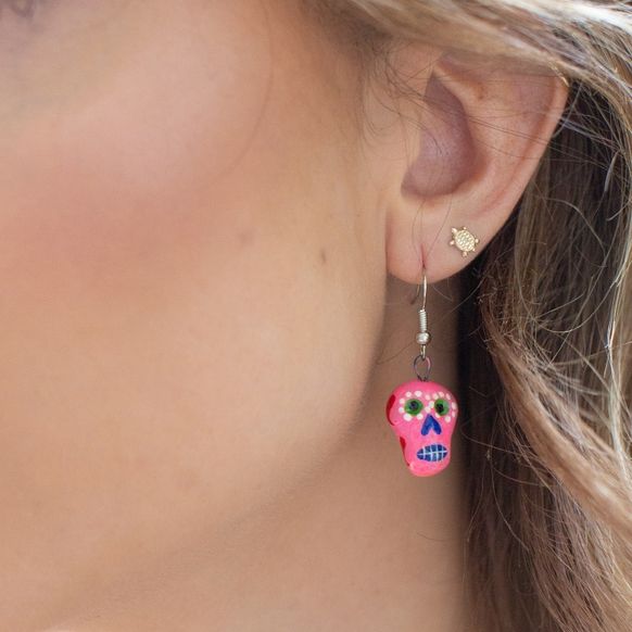 Skeleton Ceramic Earrings, Guatemala
