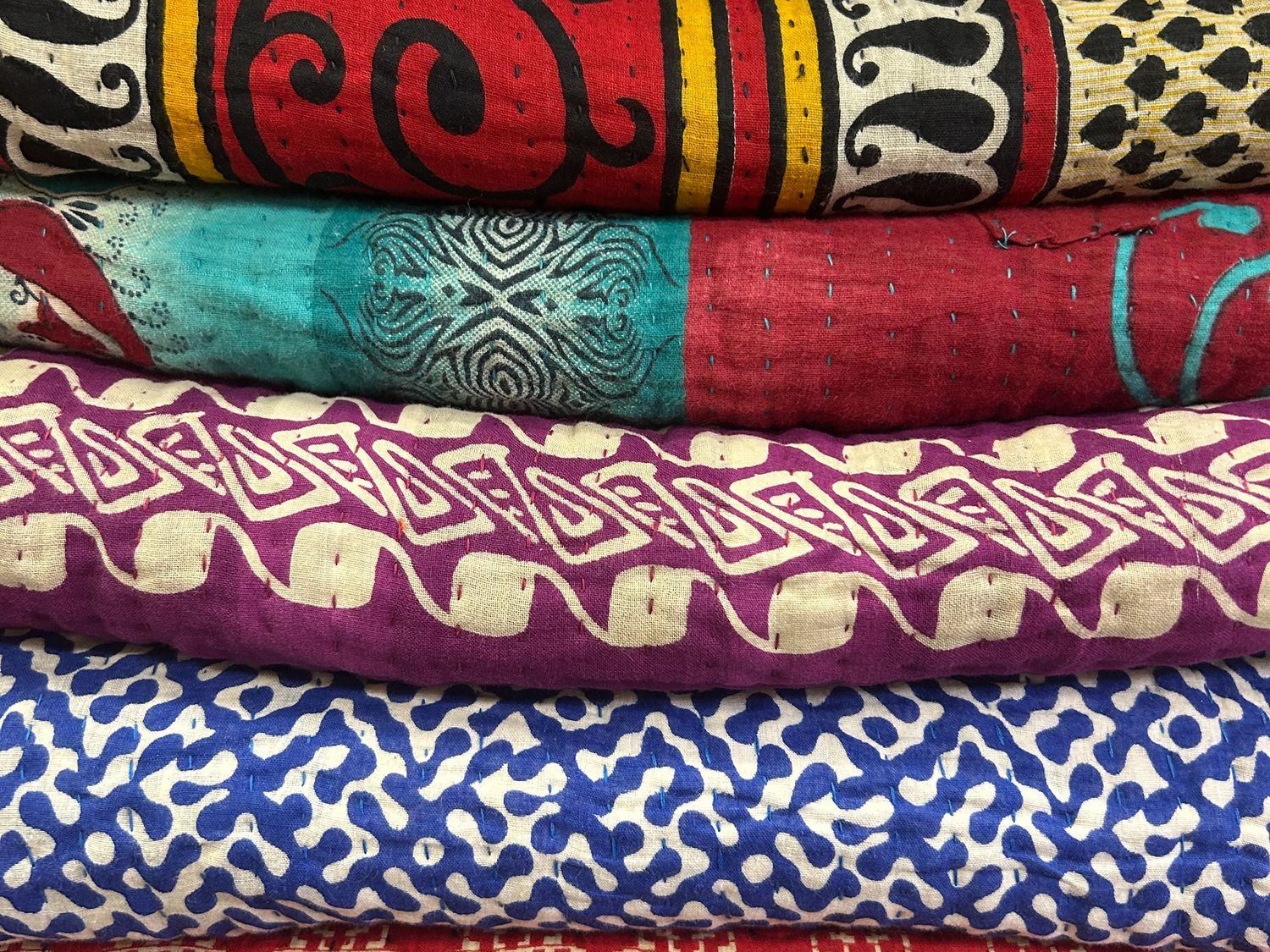 Assorted Recycled Sari/Kantha Blanket- King, Bangladesh