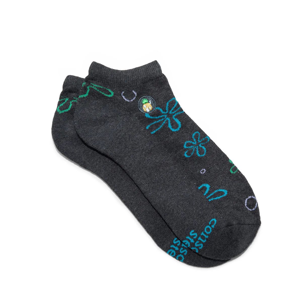 Ankle- Spongebob Socks That Protect Oceans, Grey, Small
