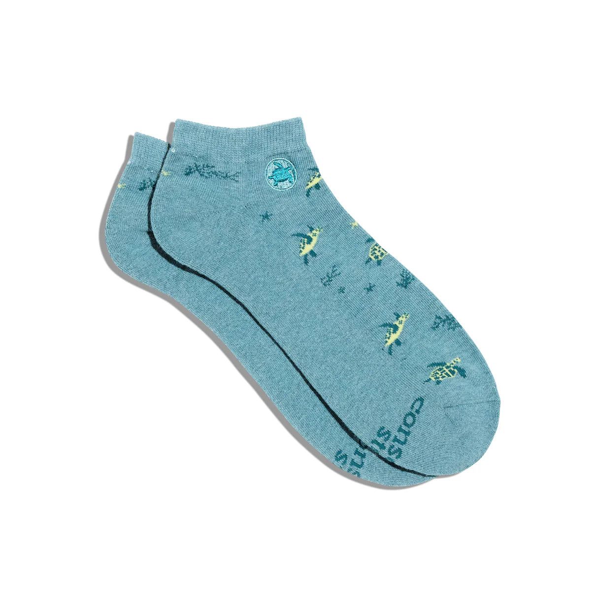 Ankle- Socks That Protect Sea Turtles, Teal, Small