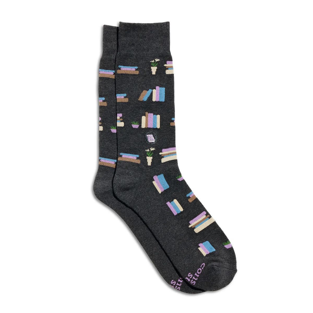 Socks That Give Books, Black, Medium