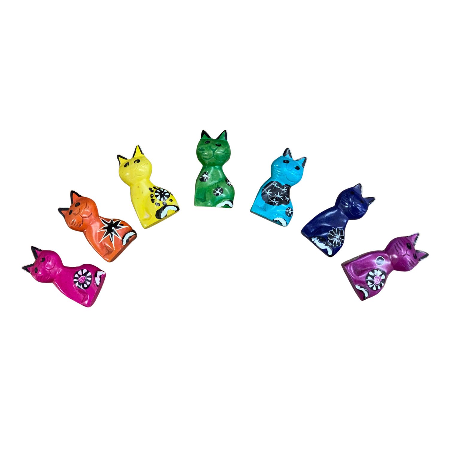 Soapstone Mini Multicoloured Cats, Kenya