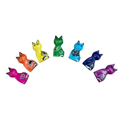 Soapstone Mini Multicoloured Cats, Kenya