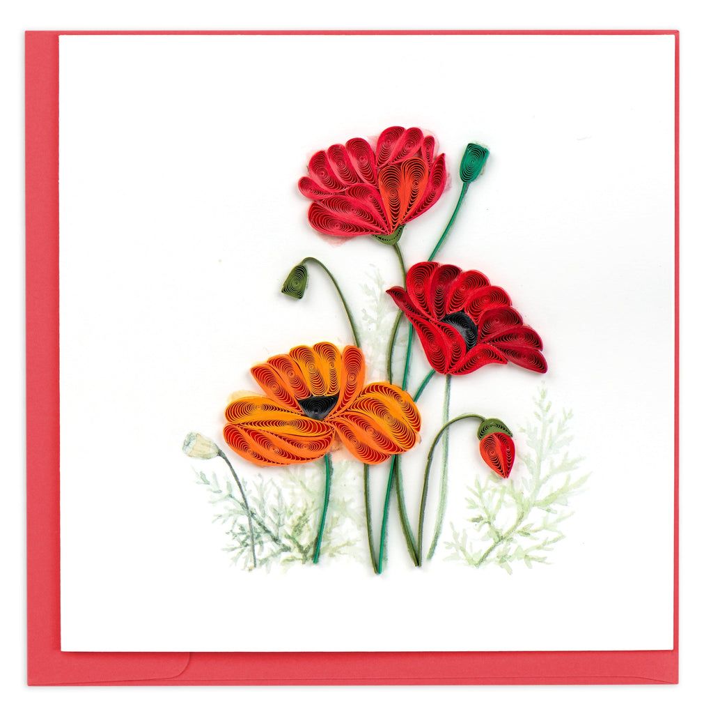 Red and Orange Poppies Quilling Card, Vietnam
