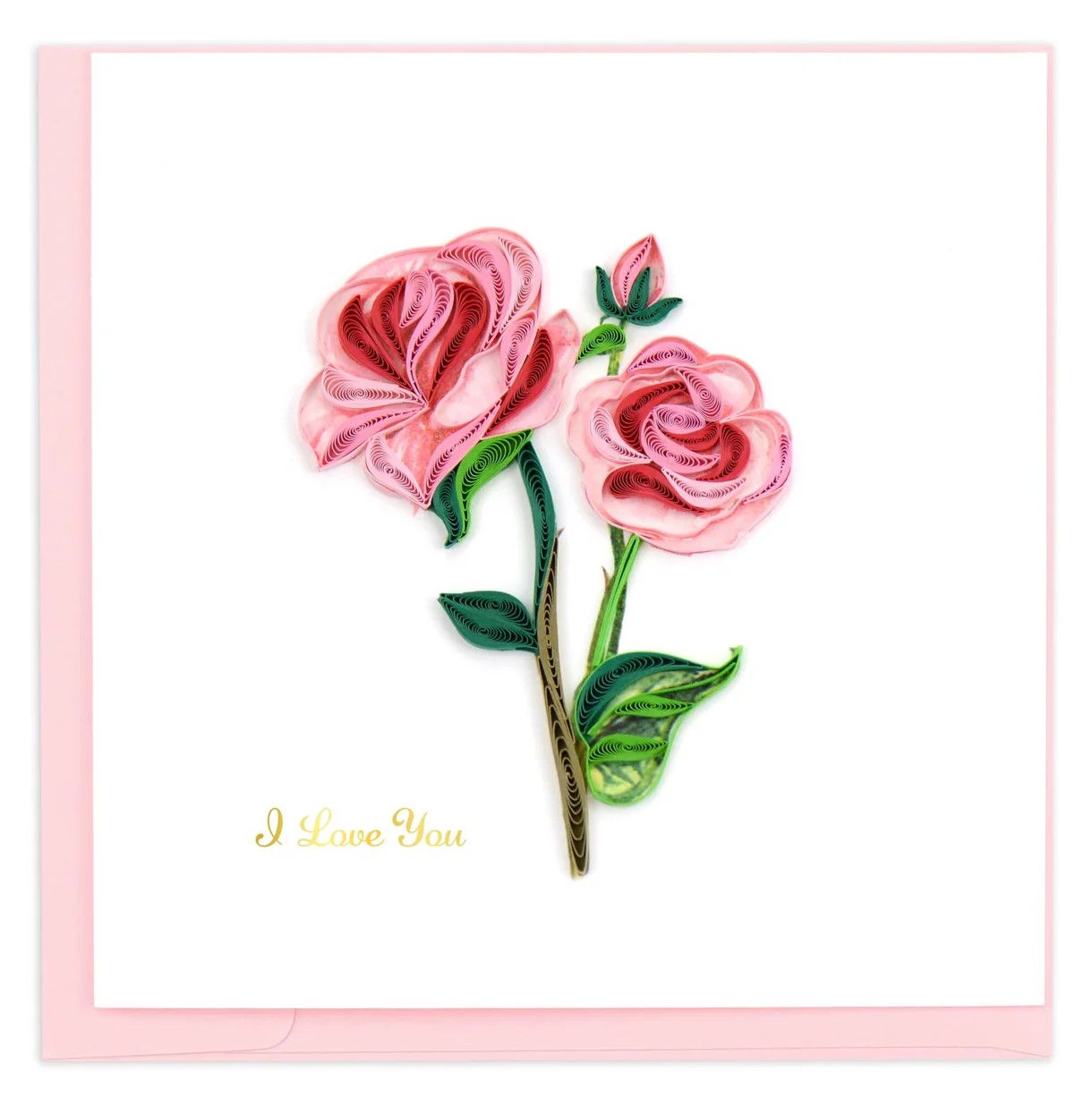 Long Stem Pink Roses Quilling Card, Vietnam