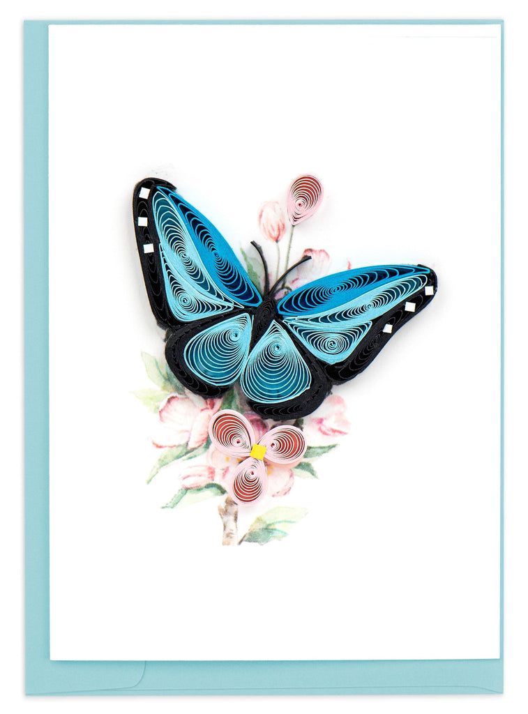 Blue Butterfly and Pink Flowers Mini Quilling Card, Vietnam