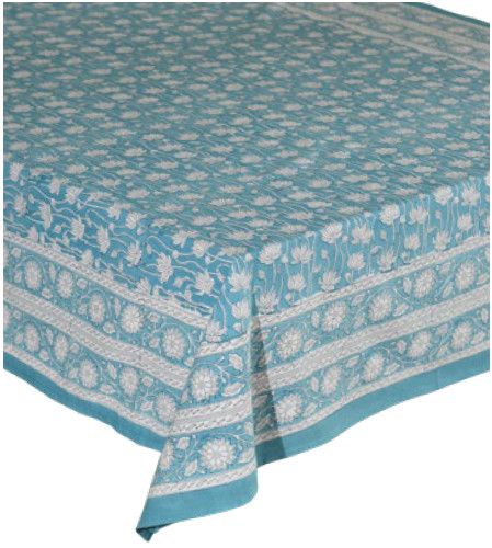 Blue Lotus Cotton Tablecloth 60x90, India
