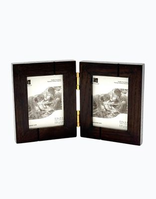 Dark Red Oak Striped Wood Frame  Duo Hinged 2.5" x 3.5", Pakistan