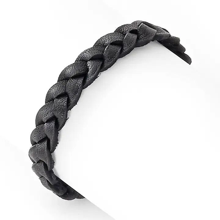 Black Braided Leather Bracelet, Kenya