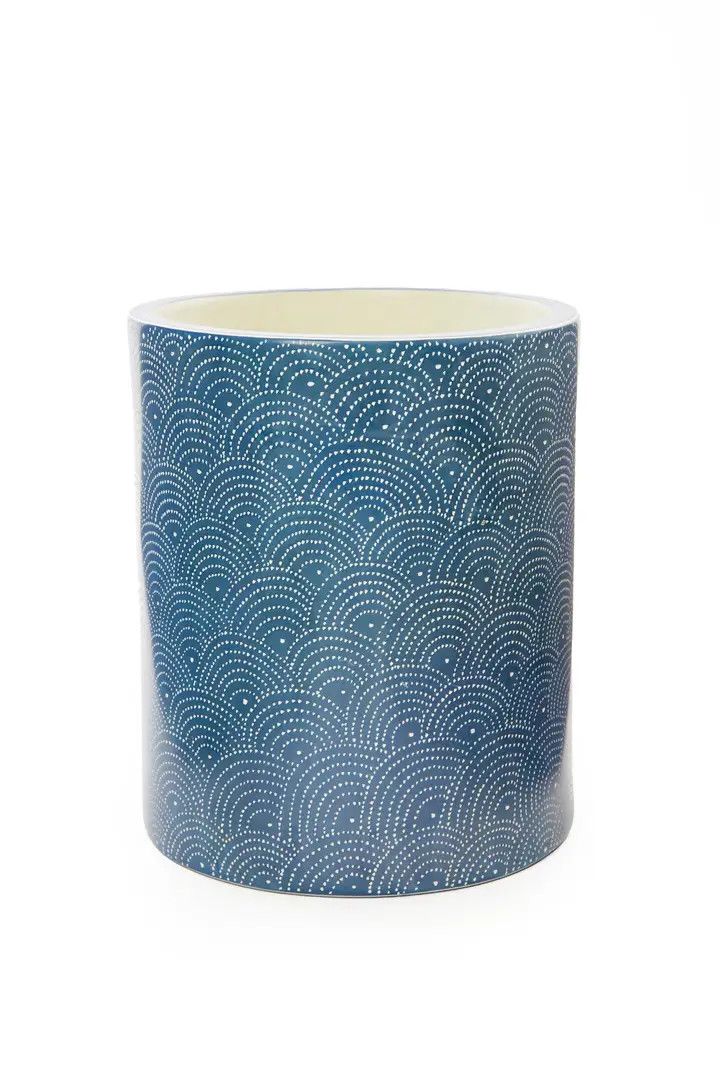 Blue Deco Dot Soapstone Canister, Kenya