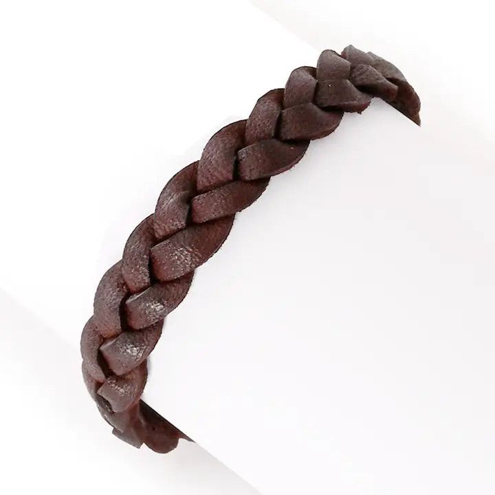 Brown Braided Leather Bracelet, Kenya