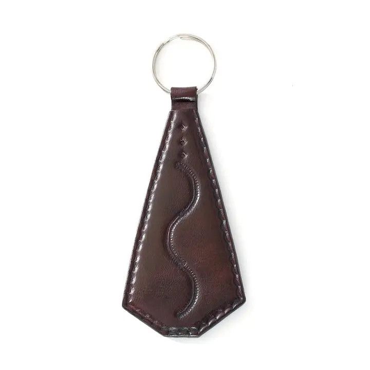 Brown Stamped Leather Key Ring, Burkina Faso
