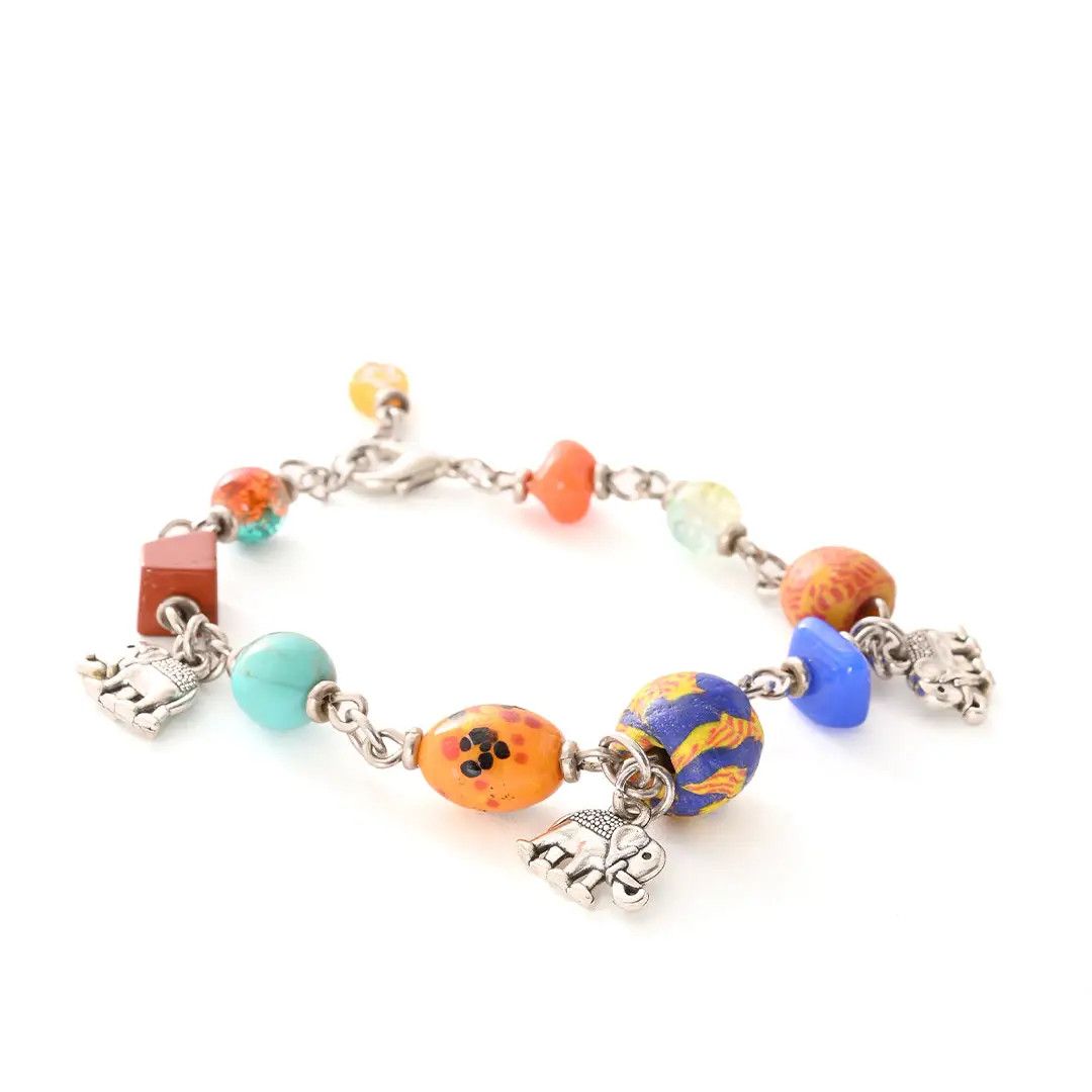 Beaded Elephant Charm Bracelet, Kenya